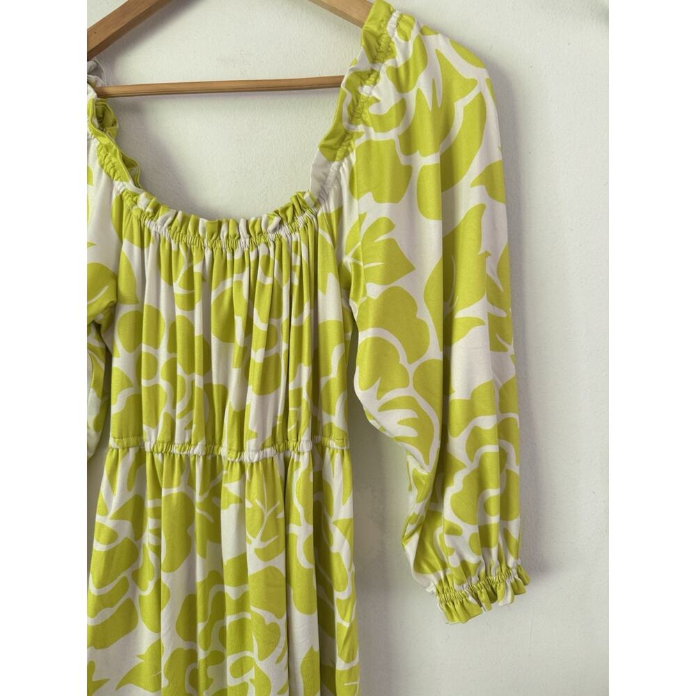 Hutch Maternity Anthropologie Light Green Floral Off Shoulder Maxi Dress Sz XS - Picture 6 of 8